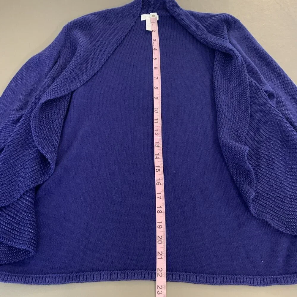 Chicos Womens 1 M Cardigan Sweater Open Front Spring Casual Office Blue Rayon